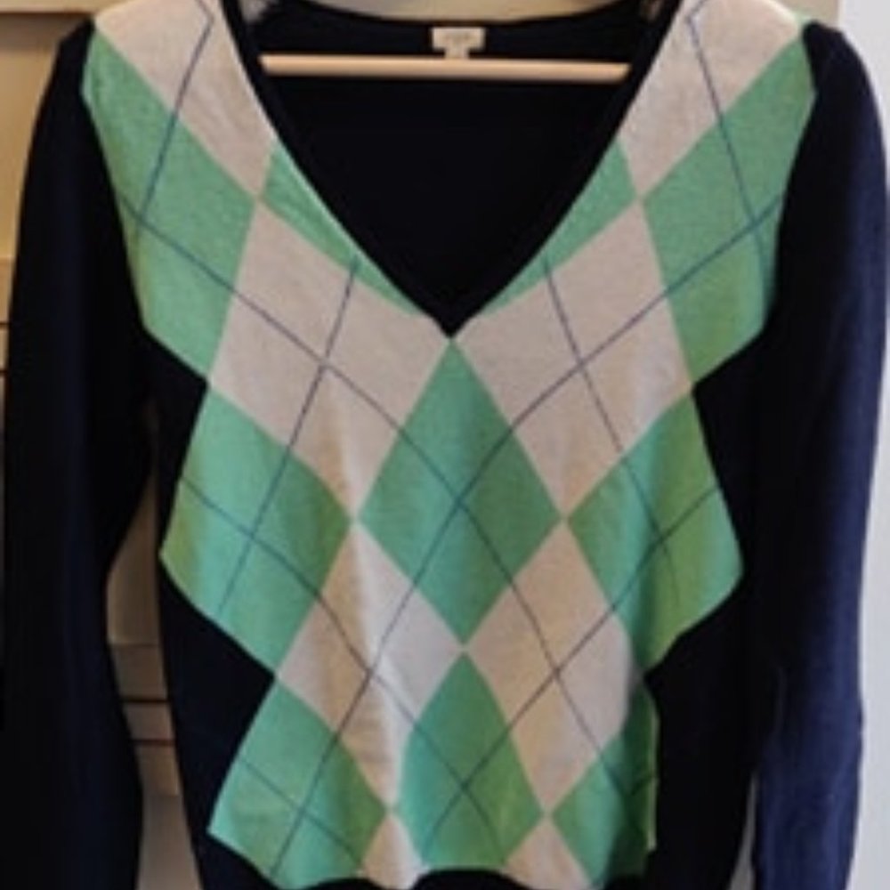 J.Crew Argyle V-neck Sweater